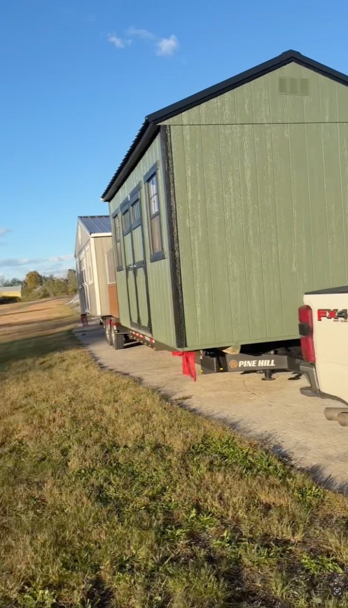 Sheds being transported by Powerhaul Logistics